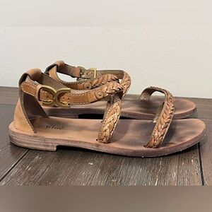 Chloe Brown Leather Braided Sandals size 37 Women’s US size 6